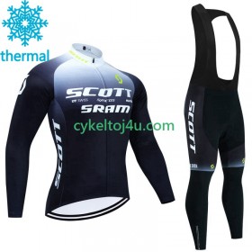 Scott Sram Cykeltrøje Langærmet + Bib Cykelbukser Vinter Thermal Fleece 2023